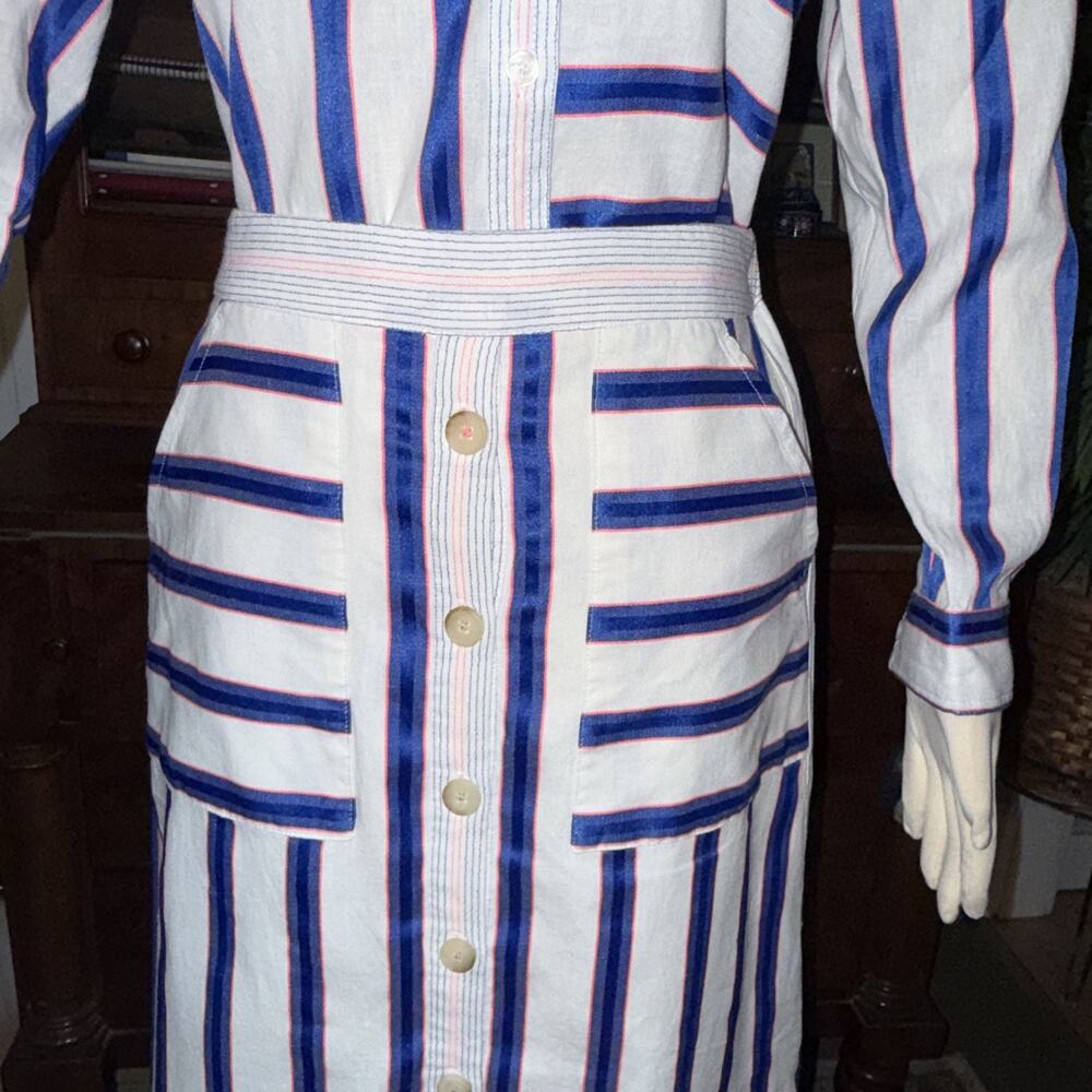 Joules Lorena Stripe Shirt and Joules Orielle Linen Midi Skirt co-ord set SZ 6 - Picture 5 of 13